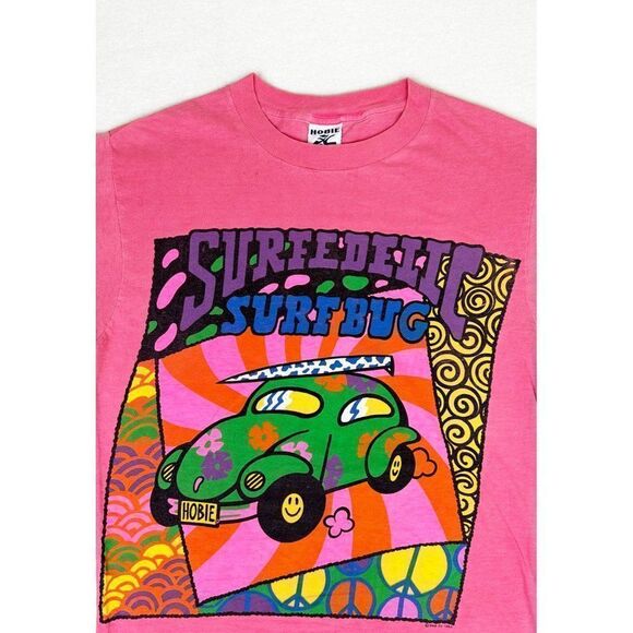 Vintage 1989 Hobie Surfedelic Surf Bug Car T-Shirt Medium Beach Single Stitch - Picture 1 of 12